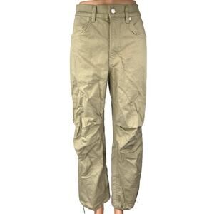 Oak + Fort Double Faced Beige High Rise Wide Leg Drawcord Baggy Trousers Pants 4